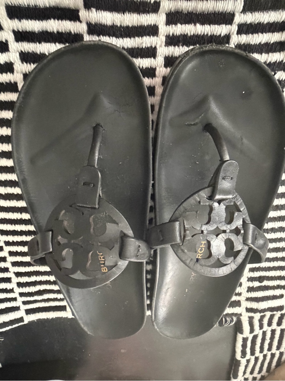 Tory Burch Black Miller Cloud Logo Thong Sandal, Size 8.5 - Picture 6 of 16